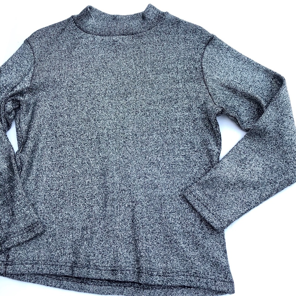 VINCE CAMUTO SILVER METALLIC MOCK NECK TOP - Picture 2 of 8